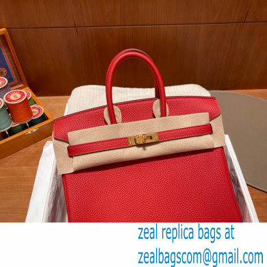 Hermes Birkin 25cm Bag rouge de coeur in Original Togo Leather