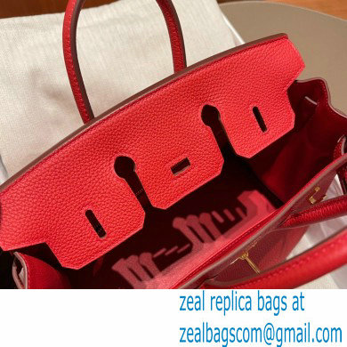 Hermes Birkin 25cm Bag rouge de coeur in Original Togo Leather