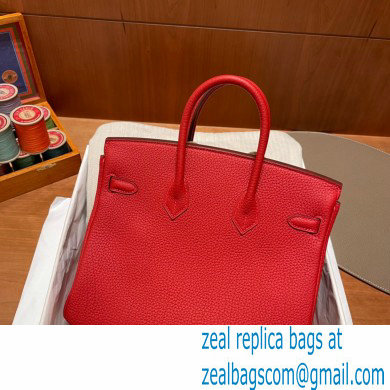 Hermes Birkin 25cm Bag rouge de coeur in Original Togo Leather