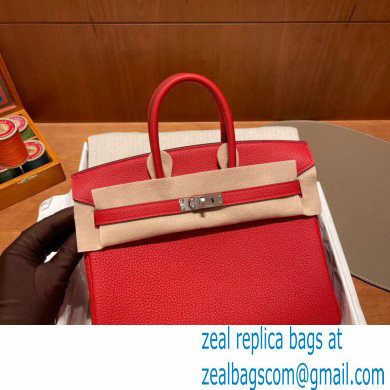 Hermes Birkin 25cm Bag rouge de coeur in Original Togo Leather