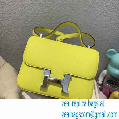 Hermes Constance 18 in original Epsom Leather lemon yellow with silver Hardware