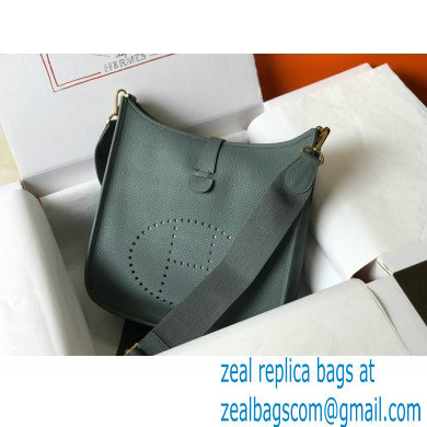 Hermes Evelyne III PM Bag Almond Green with Gold Hardware Half Handmade - Click Image to Close