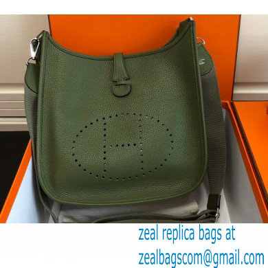 Hermes Evelyne III PM Bag Army Green with Silver Hardware