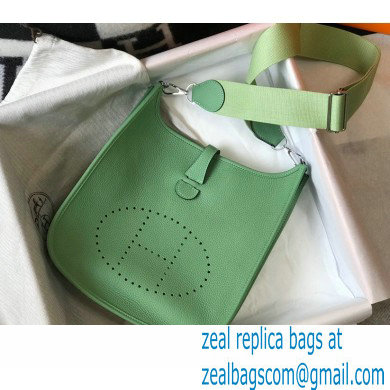 Hermes Evelyne III PM Bag Avocado Green with Silver Hardware