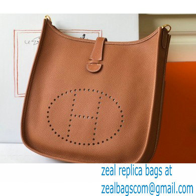 Hermes Evelyne III PM Bag Brown with Gold Hardware Half Handmade