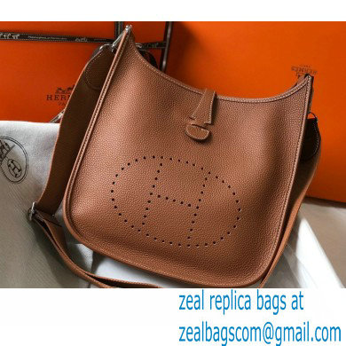 Hermes Evelyne III PM Bag Brown with Silver Hardware
