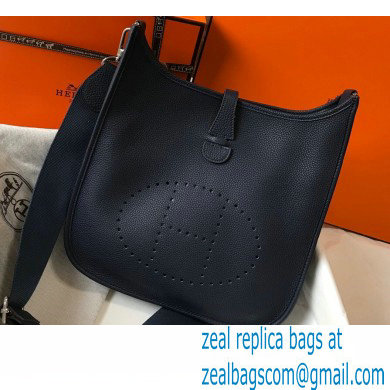 Hermes Evelyne III PM Bag Deep Blue with Silver Hardware