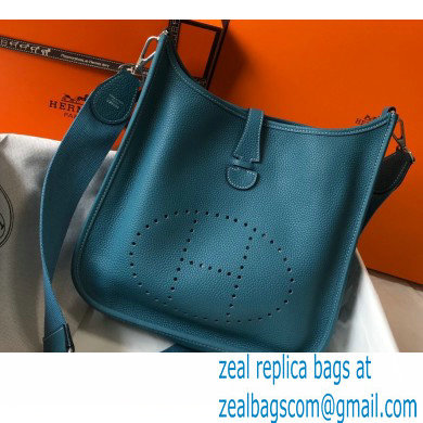 Hermes Evelyne III PM Bag Denim Blue with Silver Hardware