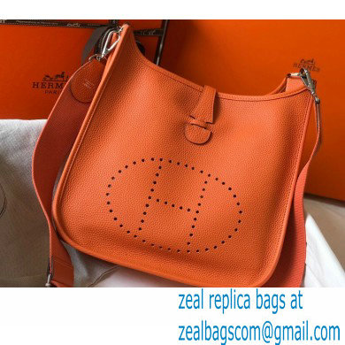 Hermes Evelyne III PM Bag Orange with Silver Hardware