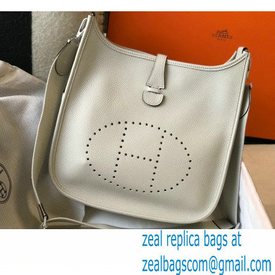 Hermes Evelyne III PM Bag Pearl Grey with Silver Hardware