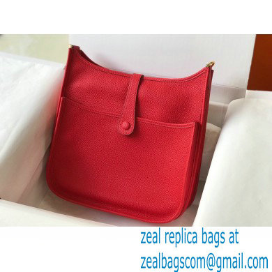 Hermes Evelyne III PM Bag Red with Gold Hardware Half Handmade - Click Image to Close