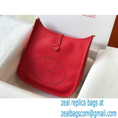 Hermes Evelyne III PM Bag Red with Gold Hardware Half Handmade