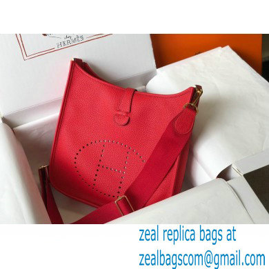 Hermes Evelyne III PM Bag Red with Gold Hardware Half Handmade