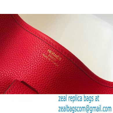 Hermes Evelyne III PM Bag Red with Gold Hardware Half Handmade - Click Image to Close