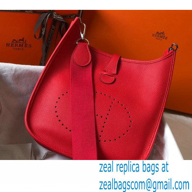 Hermes Evelyne III PM Bag Red with Silver Hardware