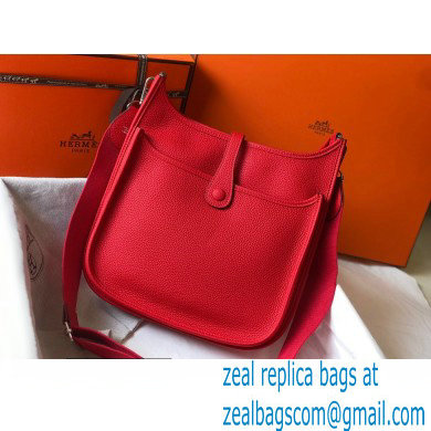Hermes Evelyne III PM Bag Red with Silver Hardware - Click Image to Close