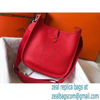 Hermes Evelyne III PM Bag Red with Silver Hardware