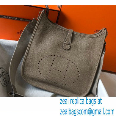 Hermes Evelyne III PM Bag Tourterelle Grey with Silver Hardware