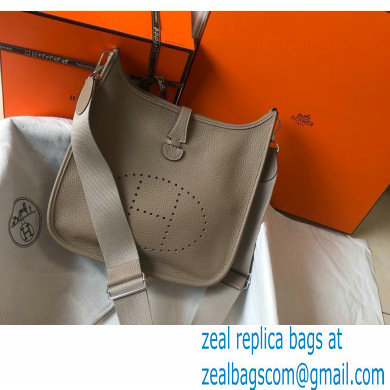 Hermes Evelyne III PM Bag Tourterelle Grey with Silver Hardware