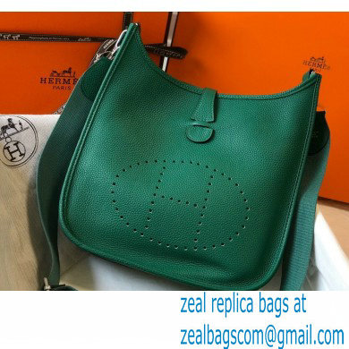 Hermes Evelyne III PM Bag Vertigo Green with Silver Hardware - Click Image to Close