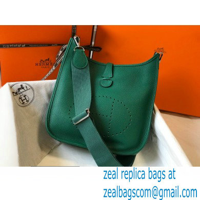 Hermes Evelyne III PM Bag Vertigo Green with Silver Hardware - Click Image to Close