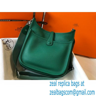 Hermes Evelyne III PM Bag Vertigo Green with Silver Hardware - Click Image to Close