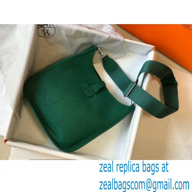 Hermes Evelyne III PM Bag Vertigo Green with Silver Hardware - Click Image to Close