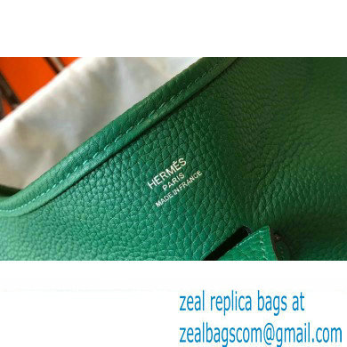 Hermes Evelyne III PM Bag Vertigo Green with Silver Hardware - Click Image to Close