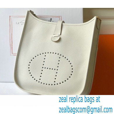 Hermes Evelyne III PM Bag White with Gold Hardware Half Handmade