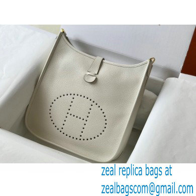 Hermes Evelyne III PM Bag White with Gold Hardware Half Handmade