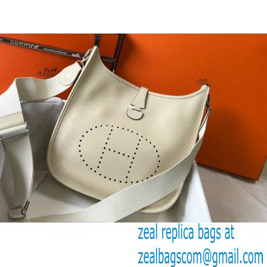 Hermes Evelyne III PM Bag White with Silver Hardware