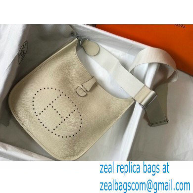 Hermes Evelyne III PM Bag White with Silver Hardware