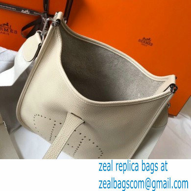 Hermes Evelyne III PM Bag White with Silver Hardware