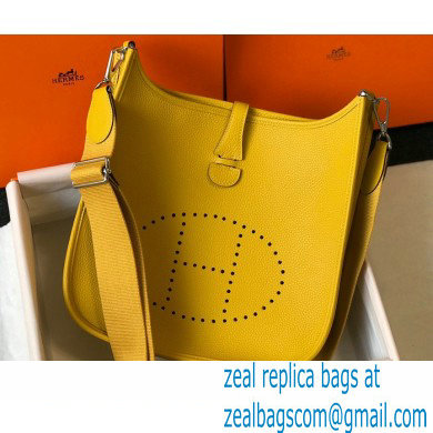 Hermes Evelyne III PM Bag Yellow with Silver Hardware