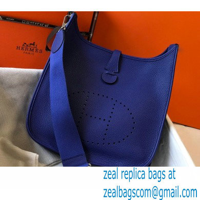 Hermes Evelyne III PM Bag with Electric Blue Silver Hardware - Click Image to Close