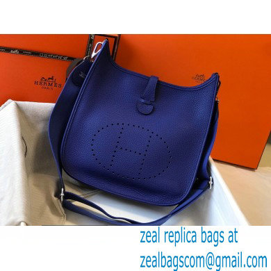 Hermes Evelyne III PM Bag with Electric Blue Silver Hardware