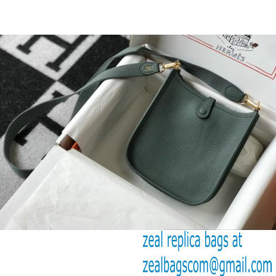 Hermes Mini Evelyne Bag Almond Green with Gold Hardware Half Handmade