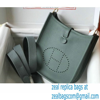 Hermes Mini Evelyne Bag Almond Green with Gold Hardware Half Handmade - Click Image to Close