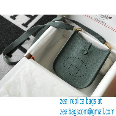 Hermes Mini Evelyne Bag Almond Green with Gold Hardware Half Handmade