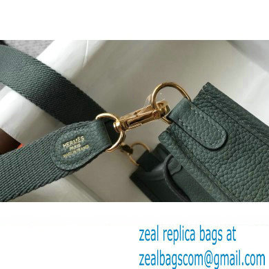 Hermes Mini Evelyne Bag Almond Green with Gold Hardware Half Handmade