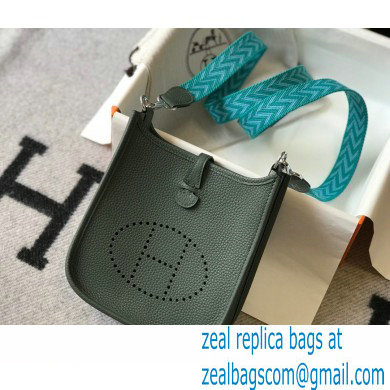 Hermes Mini Evelyne Bag Almond Green with Silver Hardware