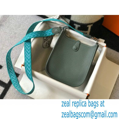 Hermes Mini Evelyne Bag Almond Green with Silver Hardware