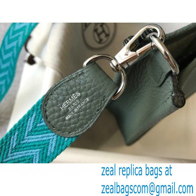 Hermes Mini Evelyne Bag Almond Green with Silver Hardware