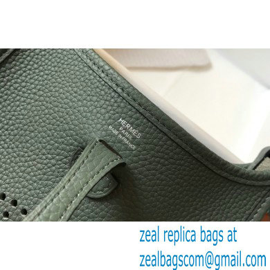 Hermes Mini Evelyne Bag Almond Green with Silver Hardware