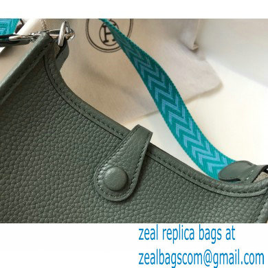 Hermes Mini Evelyne Bag Almond Green with Silver Hardware