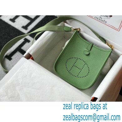 Hermes Mini Evelyne Bag Avocado Green with Gold Hardware Half Handmade