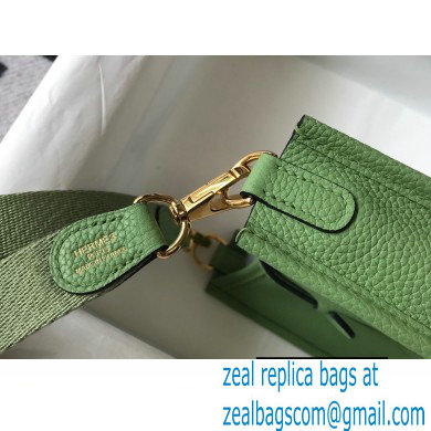 Hermes Mini Evelyne Bag Avocado Green with Gold Hardware Half Handmade