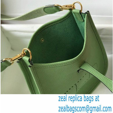 Hermes Mini Evelyne Bag Avocado Green with Gold Hardware Half Handmade