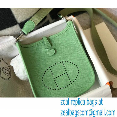 Hermes Mini Evelyne Bag Avocado Green with Silver Hardware