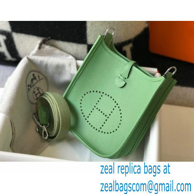 Hermes Mini Evelyne Bag Avocado Green with Silver Hardware